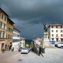 Anghiari's Piazza Baldaccio. The statue is of Giuseppe Garibaldi, one of the founding fathers of Italy. It's very rare to find any Italian town or city that doesn't have at least one statue of this man.